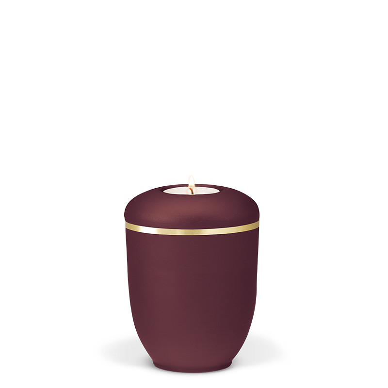 TEALIGHT HOLDER BESTLA red no. 25-3680-GB-MI with brushed gold edge