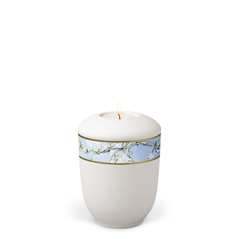 TEALIGHT HOLDER BESTLA Velor white no. 25861-MI with apple blossom