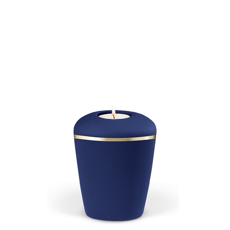TEALIGHT HOLDER HEIM blue no. 26401-MI with gold edge