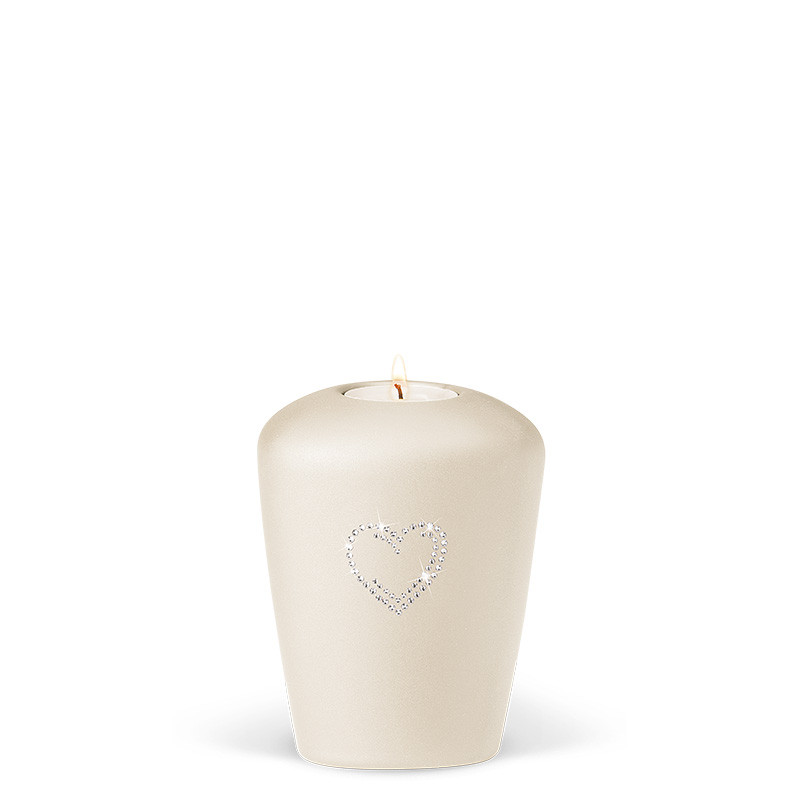 TEALIGHT HOLDER HEIM mother of pearl no. 26701-MI with Swarovski heart