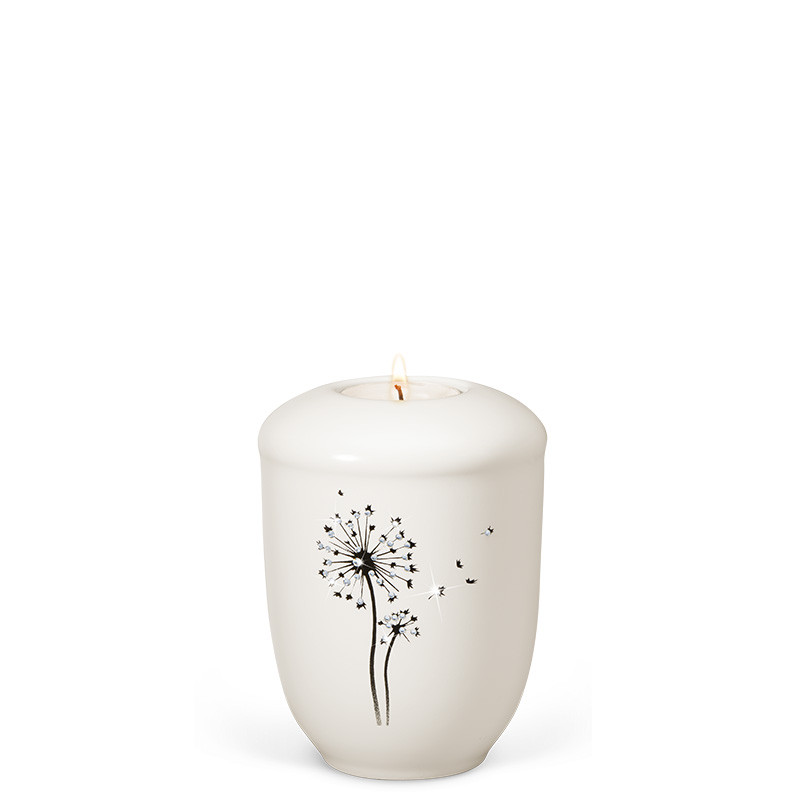 TEALIGHT HOLDER ATLANT cream white no. 27570-MI with dandelion and Swarovski