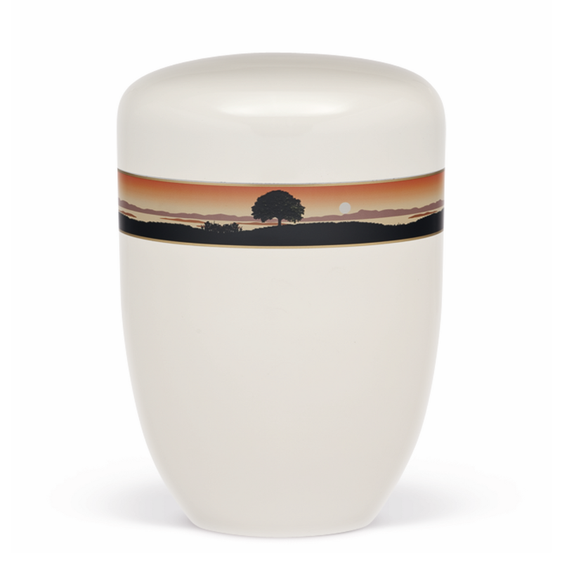 BESTLA CREAM WHITE WITH DECORATIVE BAND OF SUNSET NO. 25-3810