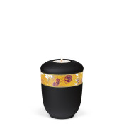 TEALIGHT HOLDER BESTLA velor black no. 25230-MI with sunflowers