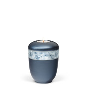 TEALIGHT HOLDER BESTLA blue mother of pearl no. 25572-MI with floral ribbon