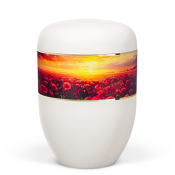 Bestla urn, cream white with poppy decorative band