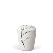 TEALIGHT HOLDER HEIM cream white no. 26162-MI with hand-painted motif with wood and birds