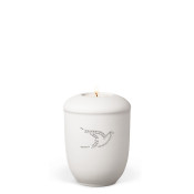 TEALIGHT HOLDER ATLANT white no. 27572-MI with pigeon in Swarovski