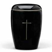 Columbarium black glazed with gold band and cross