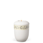 TEALIGHT HOLDER ATLANT white no. 27566-MI with decorative ribbon moon and stars
