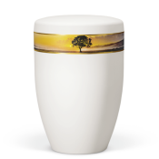 Atlant bio urn, cream white with tree in sunrise 27555