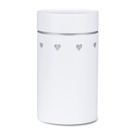 Stockholm urn white with silver line and hearts no. 102058