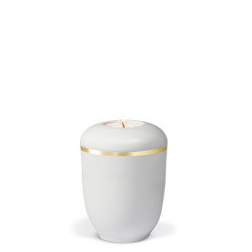 TEALIGHT HOLDER BESTLA gloss cream white no. 25-3675-GB-MI with brushed gold edge