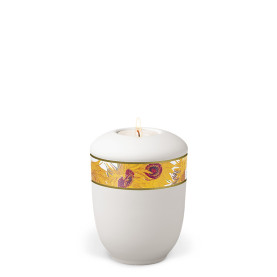 TEALIGHT HOLDER BESTLA Velor white no. 25860-MI with sunflowers