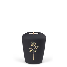 TEALIGHT HOLDER HEIM velor black no. 26206-MI with gold rose