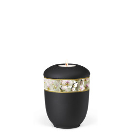 TEALIGHT HOLDER ATLANT Velor anthracite no. 27062-MI with orchid band