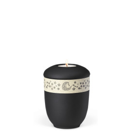 TEALIGHT HOLDER ATLANT Velor anthracite no. 27066-MI with decorative strip moon and stars