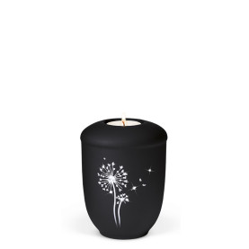 TEALIGHT HOLDER ATLANT Velor anthracite no. 27070-MI with dandelion and Swarovski