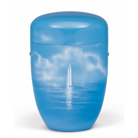 Columbarium sky blue with sailing ship