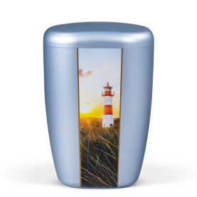 Thor Urn Gletscher Blue w. picture of lighthouse at sunset 28535 VLT