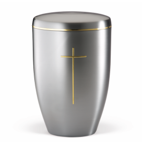 Columbarium steel Zihesta with cross and gold band