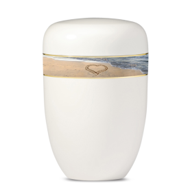 TEALIGHT HOLDER BESTLA white No. 25-3829-MI w. beach edge ribbon