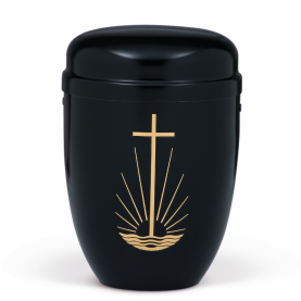 Columbarium black with cross and sunrise