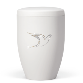 Atlant biourn, Cremewhite velour, w. dove in swarovski 27572