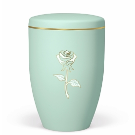 Atlant bio urn, mint green, with rose and gold rim 27381