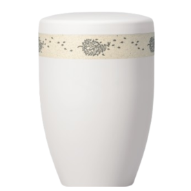 Atlant bio urn, cream white with leaves in the wind 27565