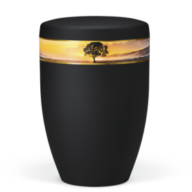 Atlant bio urn, anthracite with tree in sunrise 27056