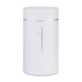 Stockholm urn white with silver line and cross no. 102056