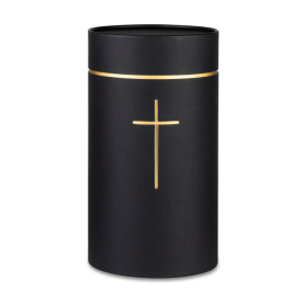 Stockholm urn black with gold line and cross no. 102060
