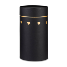 Stockholm urn black with gold line and hearts no. 102062