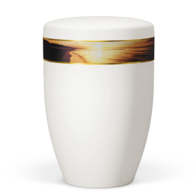 Atlant biourne, cremehvid m. solnedgang ved havet 27558