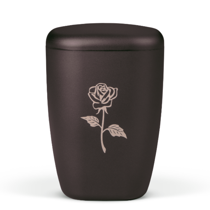 Thor Urn Velour Svart med lasergraverad ros 28340