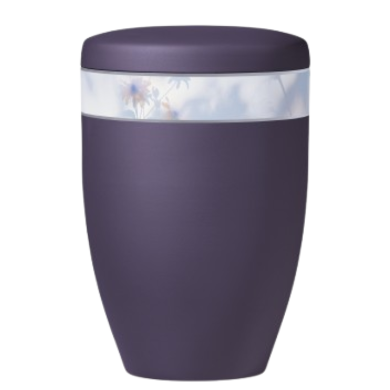 Atlant biurn, lila velvet, dekorativt band med blommor 27111