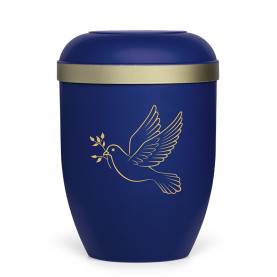 Freja bl&aring; m. fredsduvemotiv 